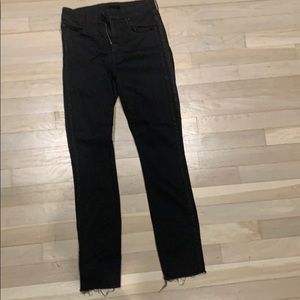 Black MOTHER jeans with stripes with black glitter